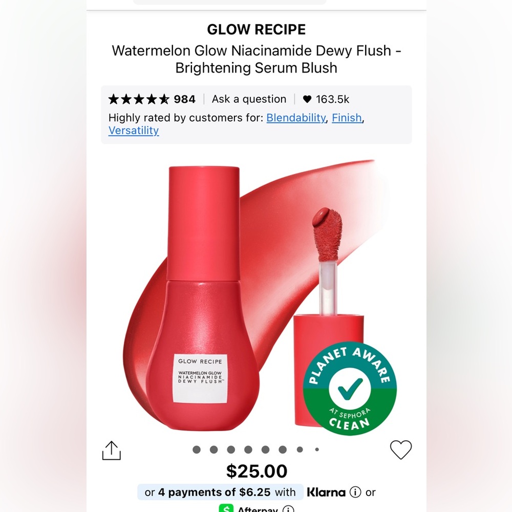 glow recipe Watermelon Glow Niacinamide Dewy Flush -
Brightening Serum Blush